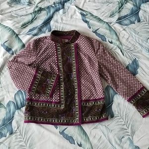 Isaac Mizrahi velvet jacket hidden placket size M